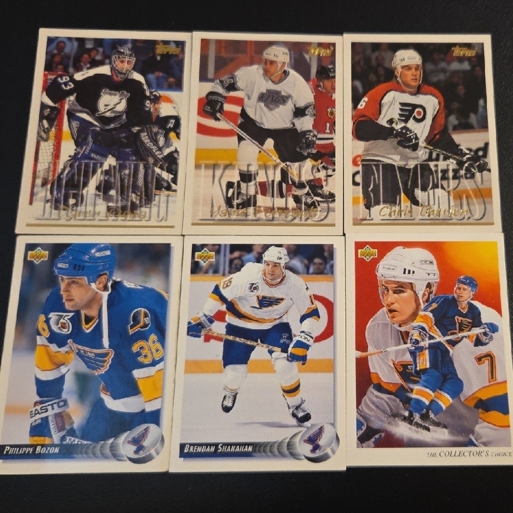 Vintage 90's Topps + Upper Deck Assorted NHL Hockey Trading Cards (Set of 6)